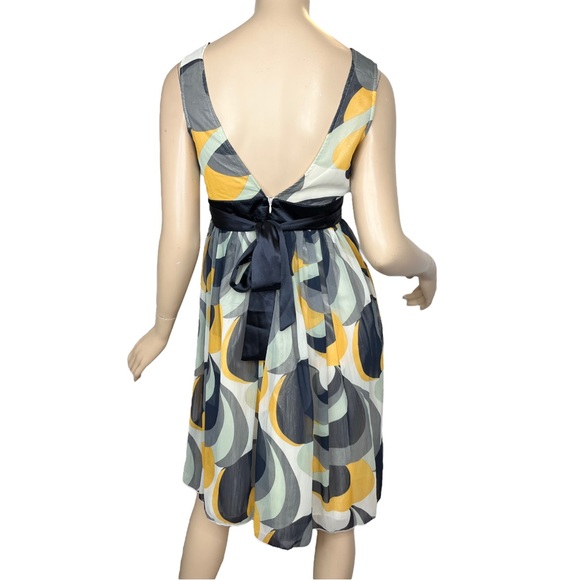 Y2K Dress Sleeveless V Neck Geometric Print Empire Waist Size Small - Picture 2 of 11